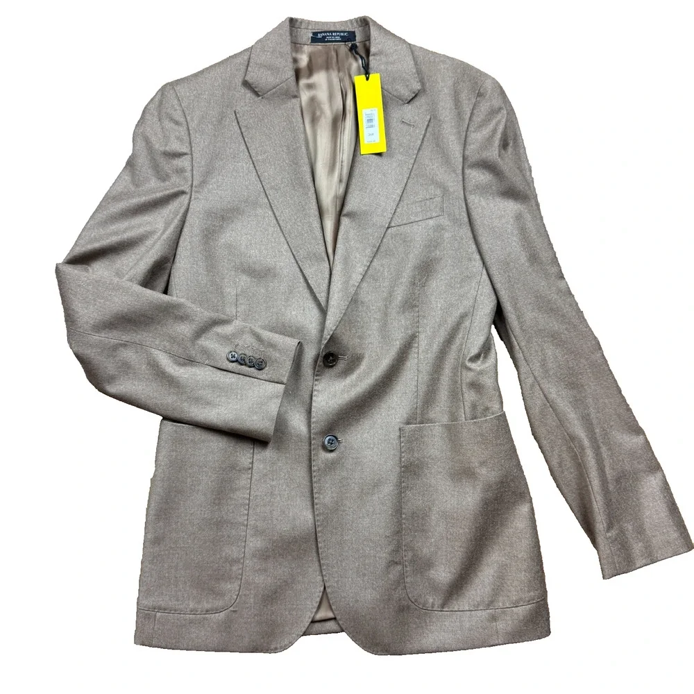 NWT Banana Republic Mens Tan Wool Blazer Sport Coat Super 110s 36R $450 MSRP
